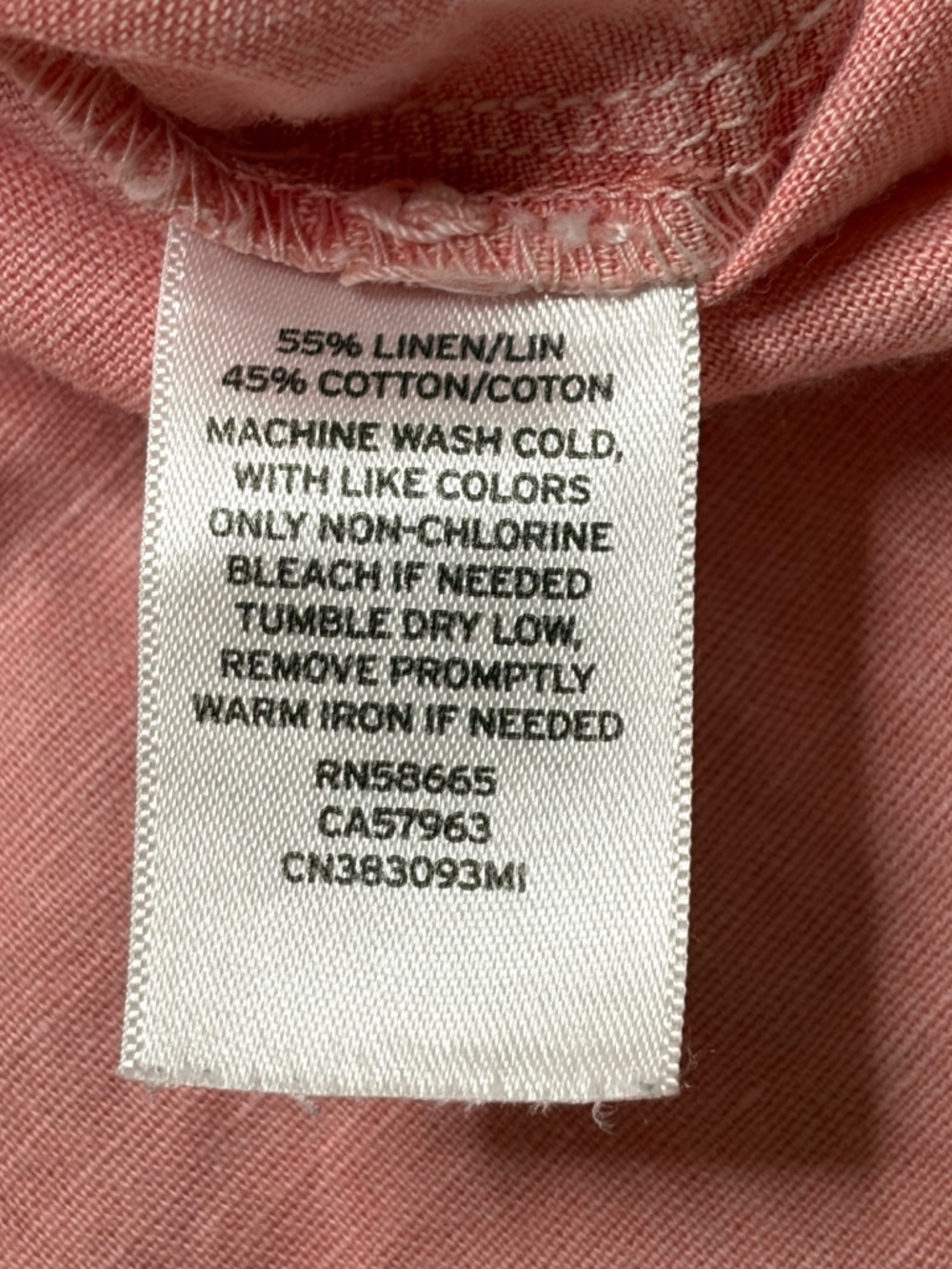 Caslon Button Up Shirt Womens L Pink Linen Cotton Roll Tab Sleeve Band Collar - Picture 8 of 11